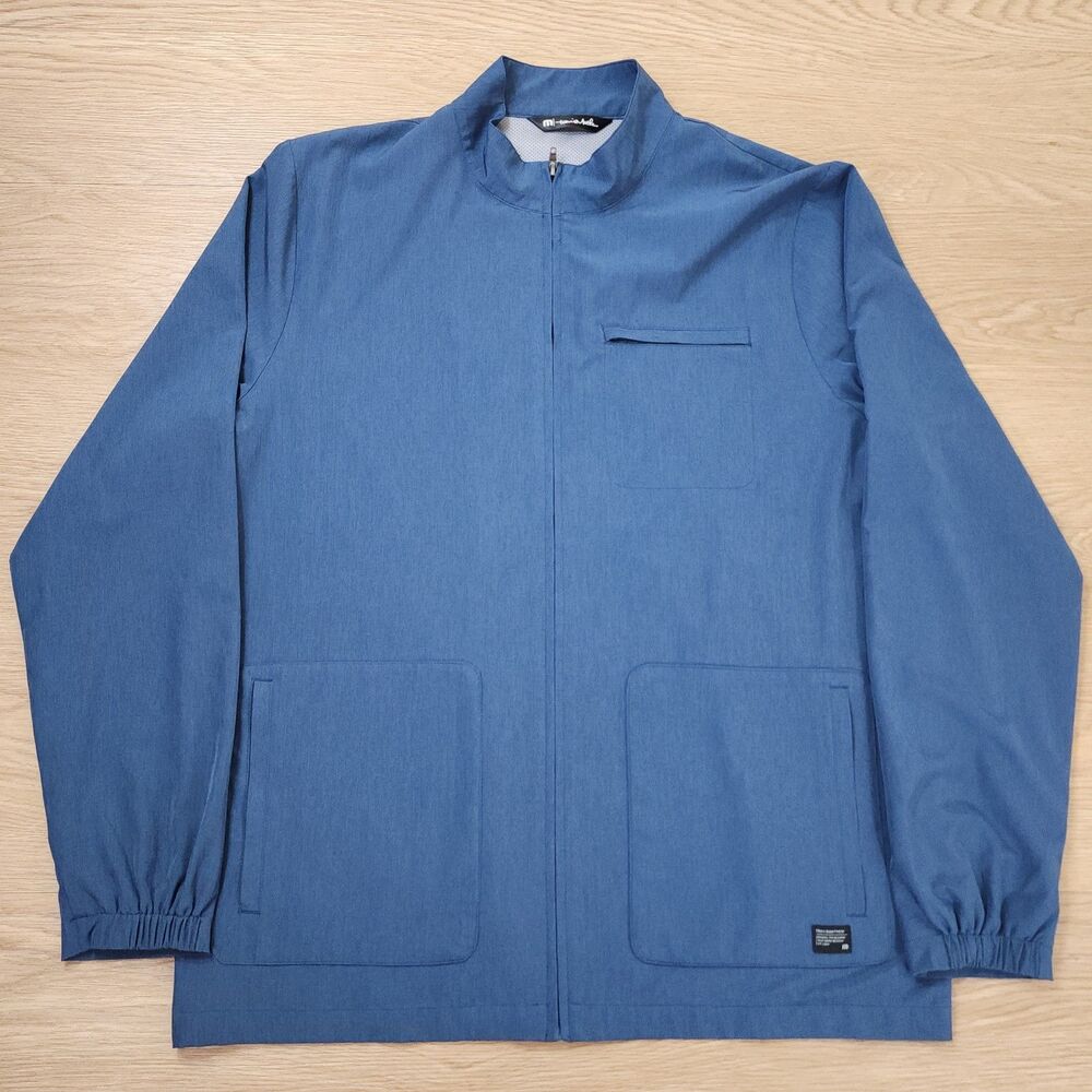 TRAVIS MATHEW Storm Chaser Jacket Mens 2XL Blue Golf Stretch Wind Breaker